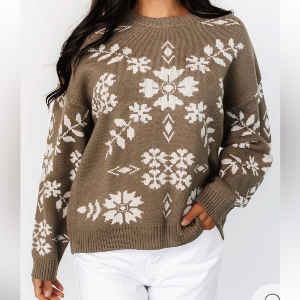 Baltic Born Brown and White Crew Neck Sweater